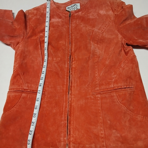 David Brooks Vintage Suede Leather Zip-up Jacket Blazer Sz M Paprika Orange-Red - Picture 9 of 11